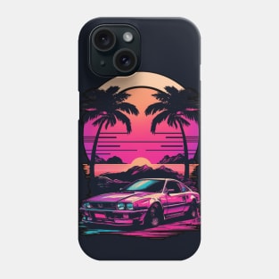 Retro Car in Synthwave Style Phone Case