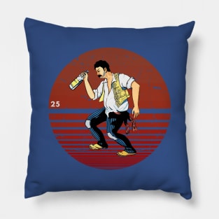 El Borracho Loteria Retro Illustration Pillow