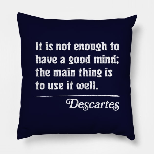 It is not enough to have a good mind; the main thing is to use it well - Descartes Pillow by DankFutura