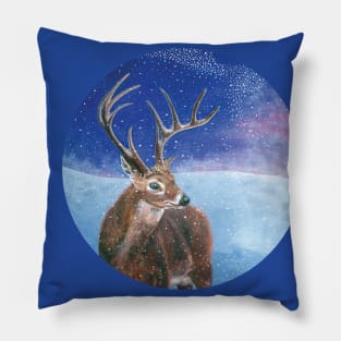 The red deer (Cervus elaphus) in winter Pillow