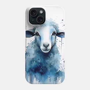 Watercolor blue sheep Phone Case