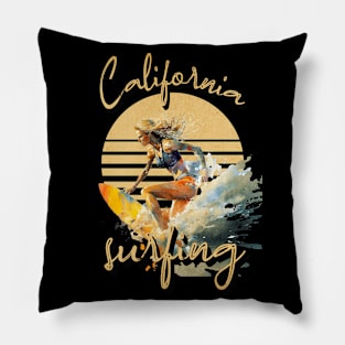Surfer Girl California Surfing Pillow