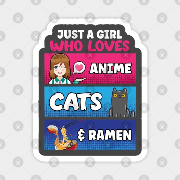 Just A Girl Who Loves Anime Cats Ramen Lover Kawaii Otaku Magnet by Blink_Imprints10