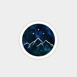 Night court - mountain and stars drawn on galaxy background Magnet