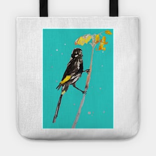 Australian Honeyeater Bird Painting - New Holland on Turquoise Tote