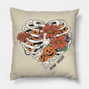 Dead Inside Floral Skeleton Halloween Pillow