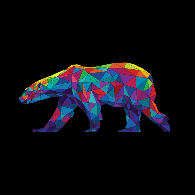 Rainbow Geometric Polar Bear by polliadesign