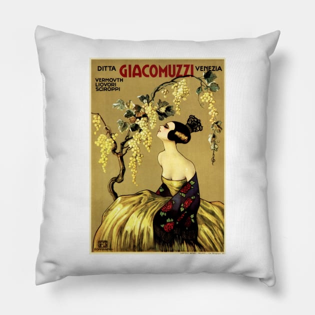 GIACOMUZZI Italian Liqueur Syrup Aperitif Vintage Art Nouveau Pillow by vintageposters