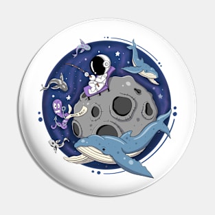 Astronaut Fishing Pin