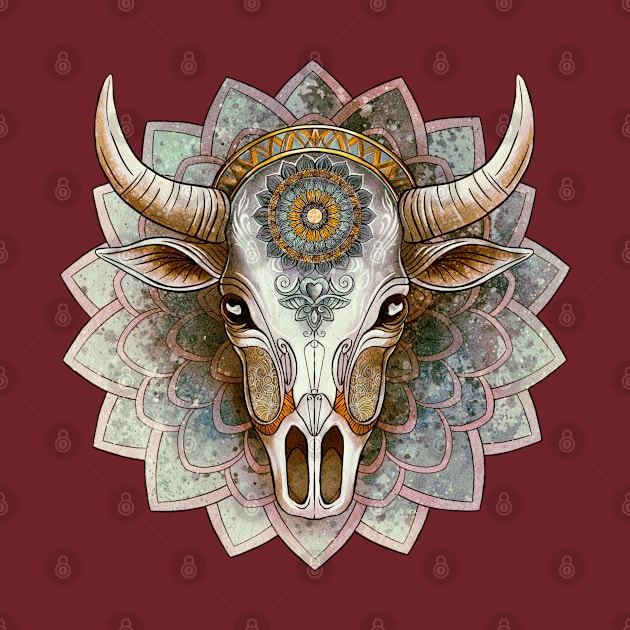 Cow skull mandala by Ange art