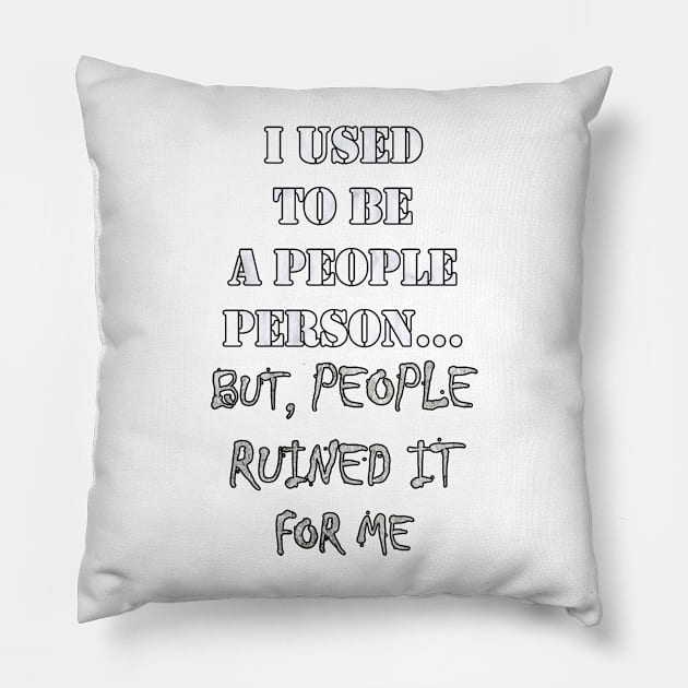 Funny Sarcasm Quote: I Used To Be A People Person, But People Ruined It For Me, Sarcastic Pillow by tamdevo1