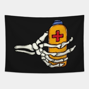 Skull hand grab medicine Tapestry