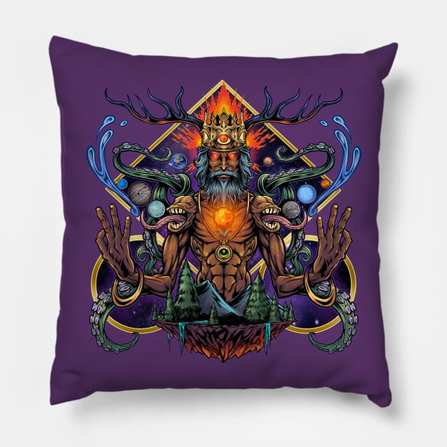 Psychedelic Meditating Mystic Pillow by FlylandDesigns
