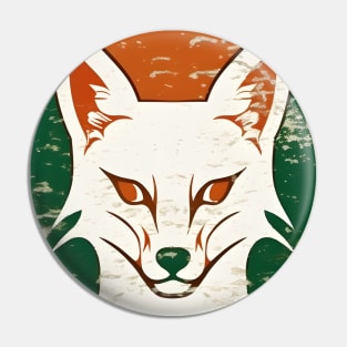 Fox head on a vintage distressed oval crest Pin