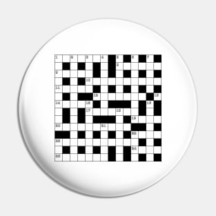 Retro Black White Crossword Puzzle Pattern Pin