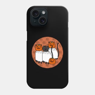 Horror Cats in Halloween Pumpkin Head Costumes Phone Case