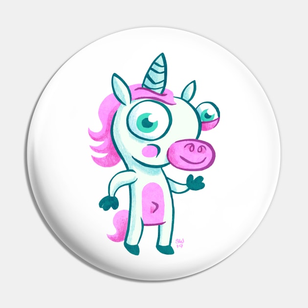 Happy Unicorn Pin by washburnillustration