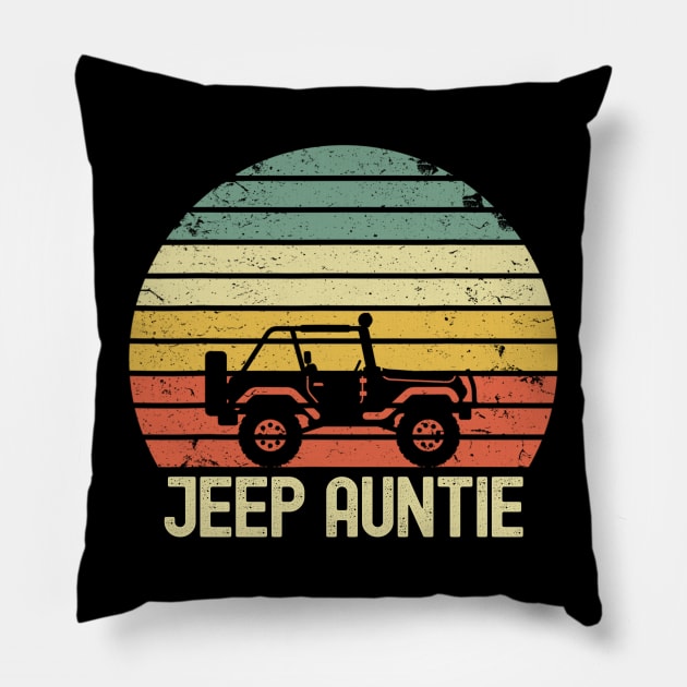 Jeep Auntie Vintage Jeep Retro Jeep Sunset Jeep Jeep Mom Jeep Women Pillow by Liza Canida