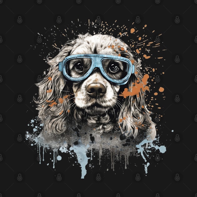 Dog Wearing Goggles Cavalier by Tee Shreads