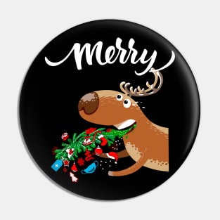 Puking Deer Ugly Christmas Pin