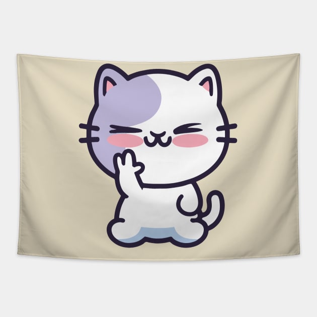 cute cat drawing Tapestry by Kawaii Bomb