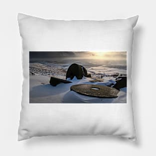 Abandoned Millstones at Stanage Edge in Winter Pillow