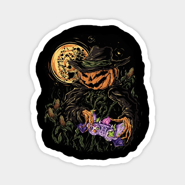 Jack O Lantern Scarecrow Halloween Gamer Spooky Design Magnet by UNDERGROUNDROOTS