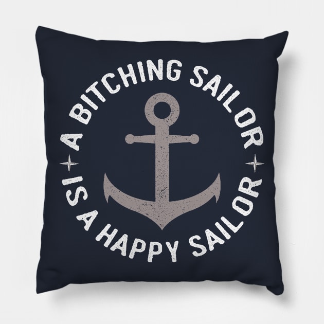 Bitching Sailor, Happy Sailor Anchor Design Pillow by HighBrowDesigns