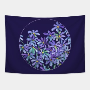 Purple Daisies in Watercolor & Colored Pencil Tapestry