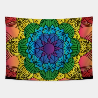 Rainbow Mandala Tapestry