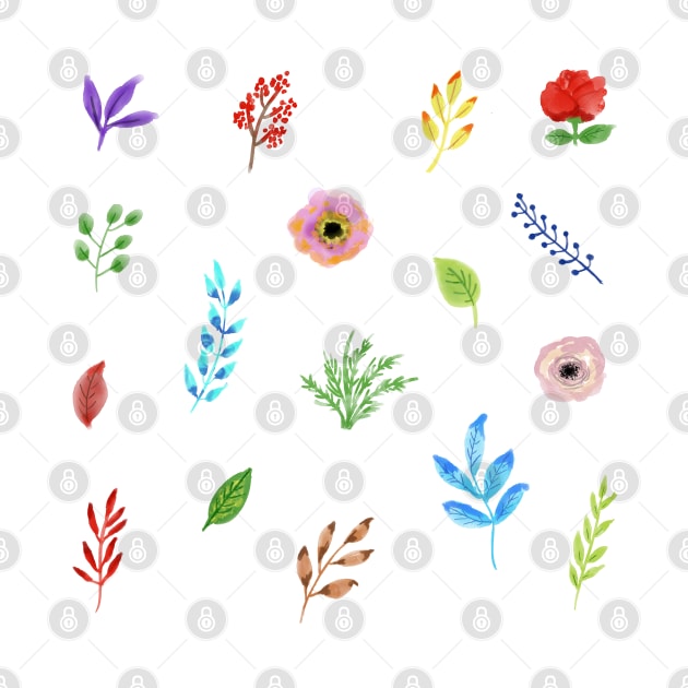 Watercolor floral sticker pack by Ranp