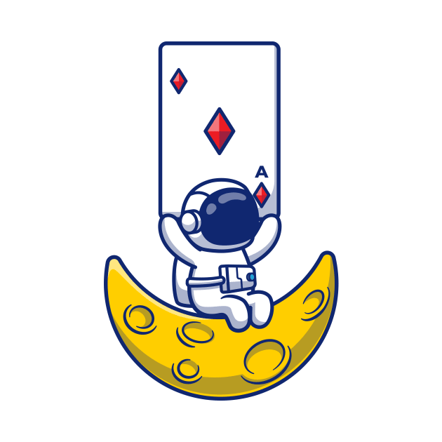 Cute Astronaut Holding Diamond Card On Moon by Catalyst Labs