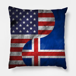 USA Iceland Dual Yin Yang Flag Pillow