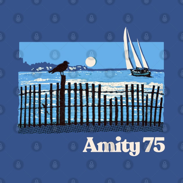 Amity 1975 - The Summer Of Jaws - Vintage Style Souvenir Design by DankFutura