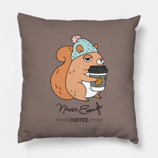Coffee Addict Squirrel Pillow