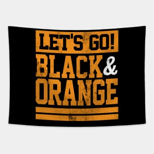 Let's Go Black & Orange Team Colors Vintage Game Day Tapestry