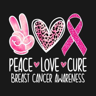 Peace Love Cure Breast Cancer Awareness Pink Ribbon Tie Dye T-Shirt