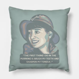 Dorothy Parker Portrait and Quote Pillow