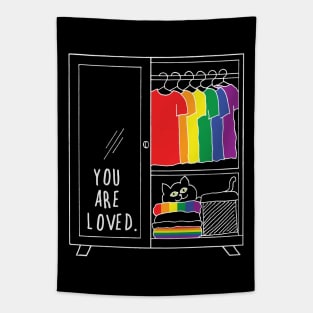 You are loved lgbtq closet cat Tapestry