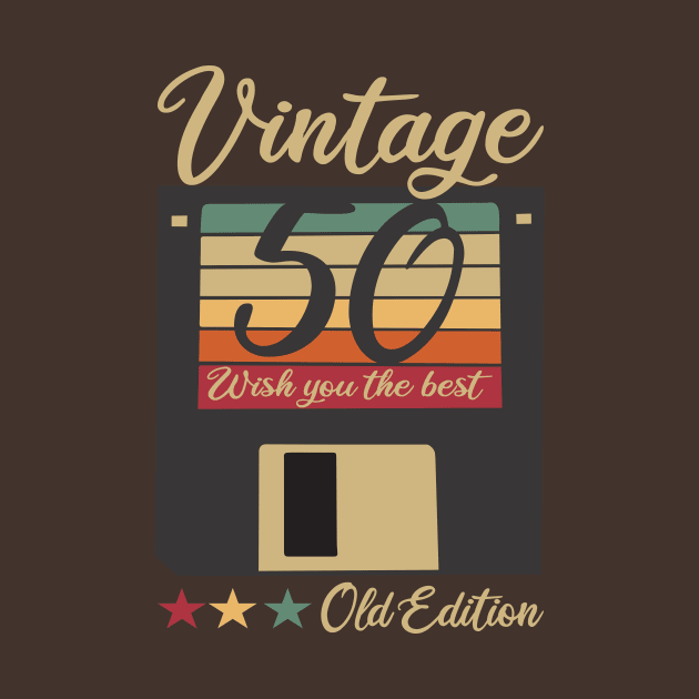 50th 50 Years Old Technology Disk Vintage Birthday by POS