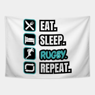 Eat Sleep Rugby Repeat Tapestry