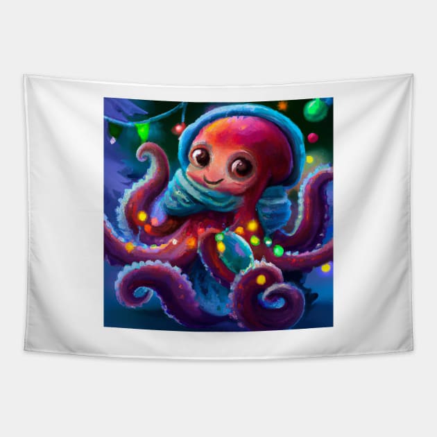 Cute Octopus Drawing Tapestry by Play Zoo