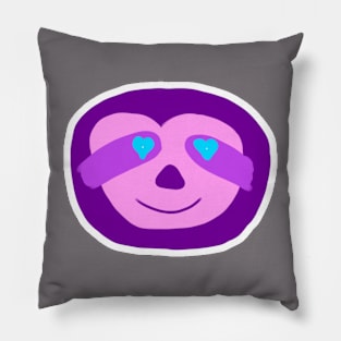 Purple Sloth with Heart Eyes Pillow