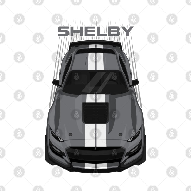 Ford Mustang Shelby GT500 2020-2021 - Magnetic Grey - White Stripes by V8social