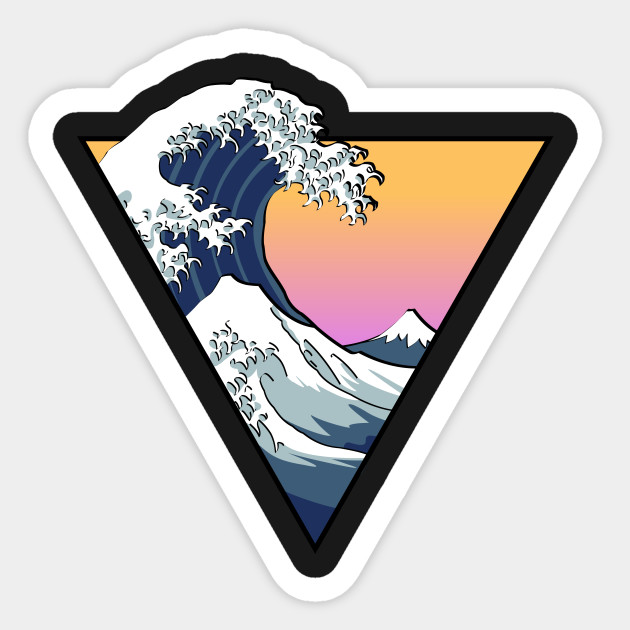 great wave aesthetic japan sticker teepublic