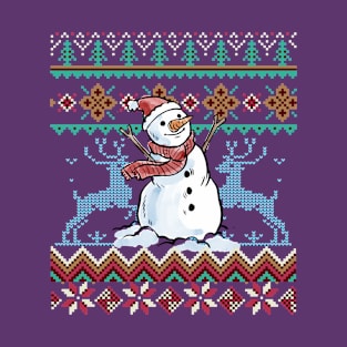 Ugly Sweater Style Snowman Print T-Shirt