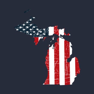 Michigan with American Flag T-Shirt