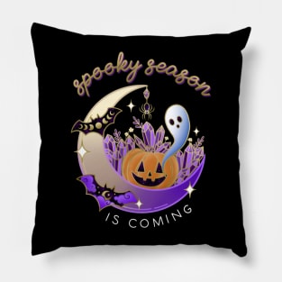 Halloween Crystal Pumpkin Spooky Season Quote Pillow