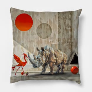 Animals geometry and minimalism: Rhinoceros and Flamingo Bird Pillow