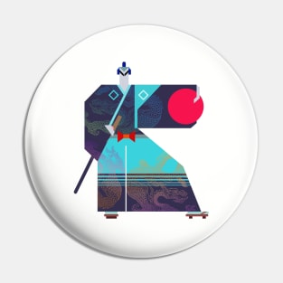 Geometrical Samurai Illustration Pin